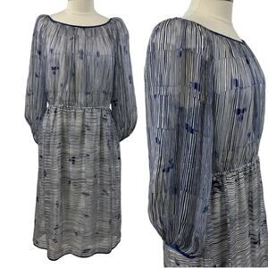 VTG Diane Dickinson For Gentillesse Silk Voile Dress Midi Blue USA Made‎ Size M
